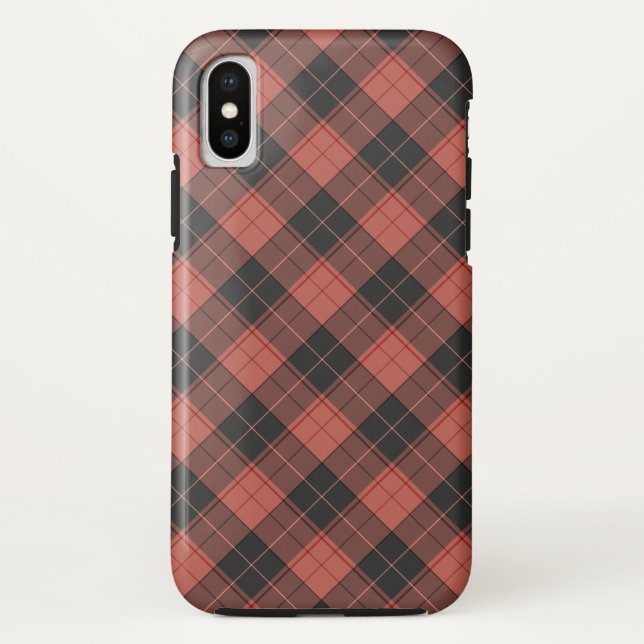 Coques Case-Mate iPhone Motif tartan simple en rouge (Dos)