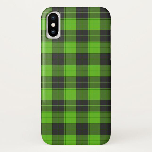 Coques Case-Mate iPhone Motif tartan simple en vert foncé (Dos)