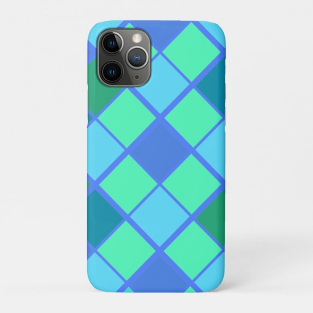 Coques Case-Mate iPhone Motif tendance bleu et vert diamant (Dos)
