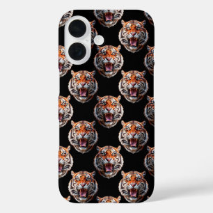 Coque Pour iPhone 16 Motif Tiger - Noir