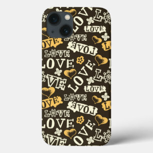 iPhone 13 Case Motif tiré par la main d'amour