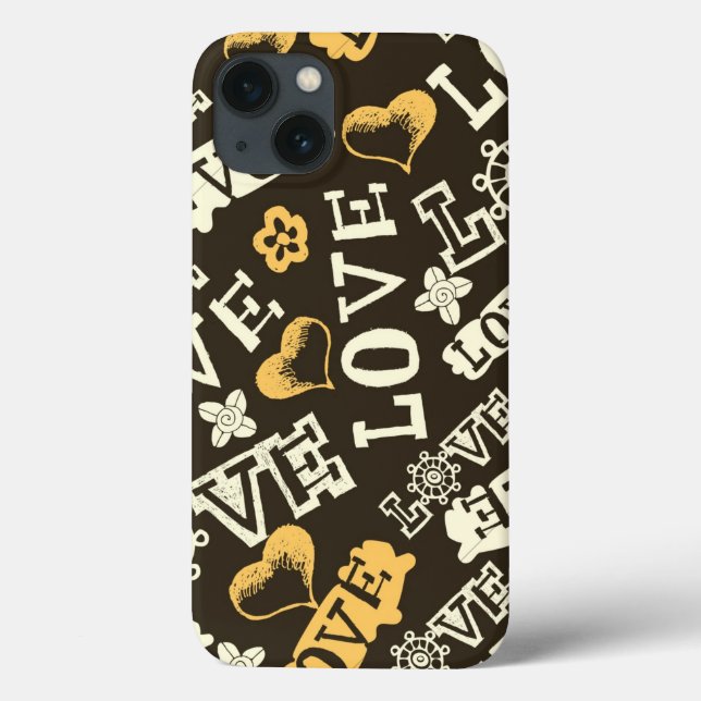Coques Case-Mate iPhone Motif tiré par la main d'amour (Verso)