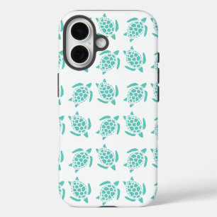 Coque Pour iPhone 16 Motif Tortue de Mer Bleu Aqua Nautical 