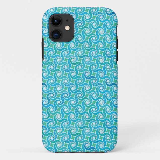 Coques Case-Mate iPhone motif tourbillon Abstrait, turquoise, vert, bleu (Dos)