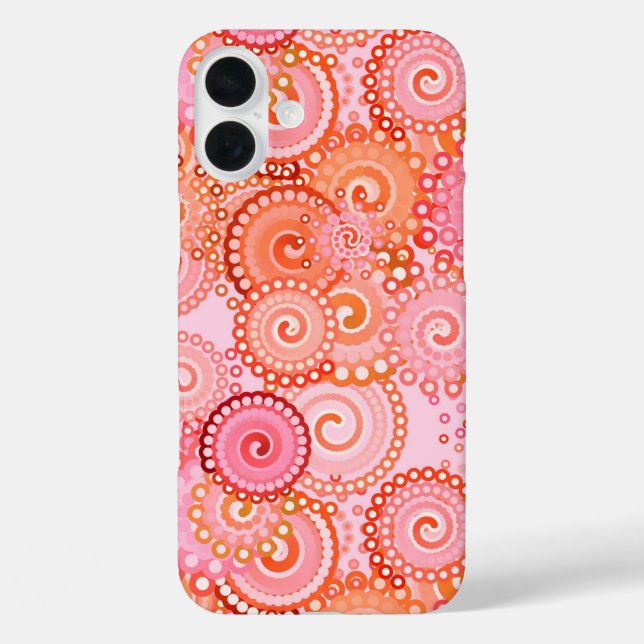 Coques Case-Mate iPhone Motif tourbillon fractal, corail et rose (Verso)