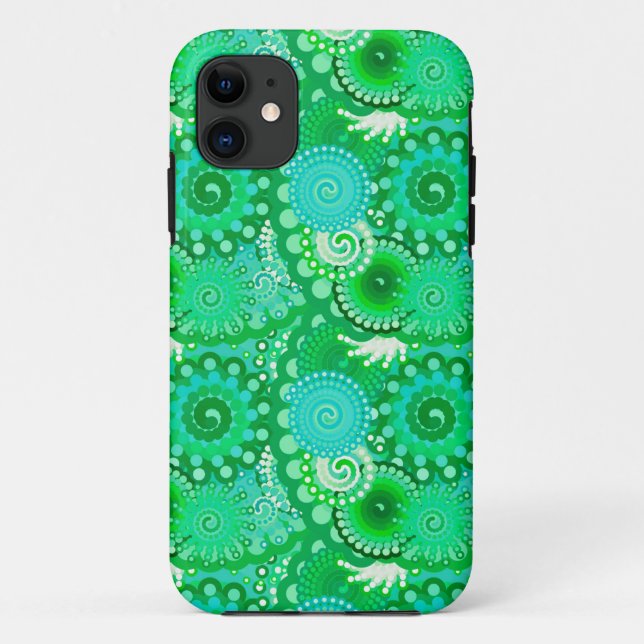 Coques Case-Mate iPhone Motif tourbillon fractal, jade, turquoise, aqua (Dos)