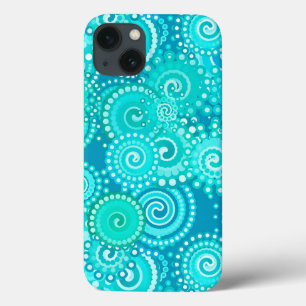 Etui iPhone Case-Mate Motif tourbillon fractal, nuances bleu océan