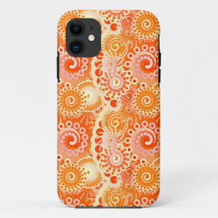 Coques Pour iPhone Motif tourbillon fractal, nuances de corail orange