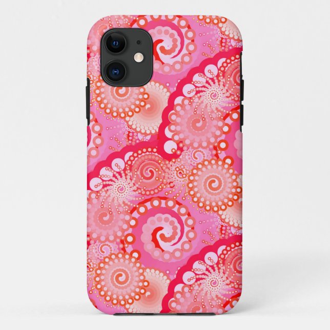 Coques Case-Mate iPhone Motif tourbillon fractal, rose, fuchsia, corail (Dos)