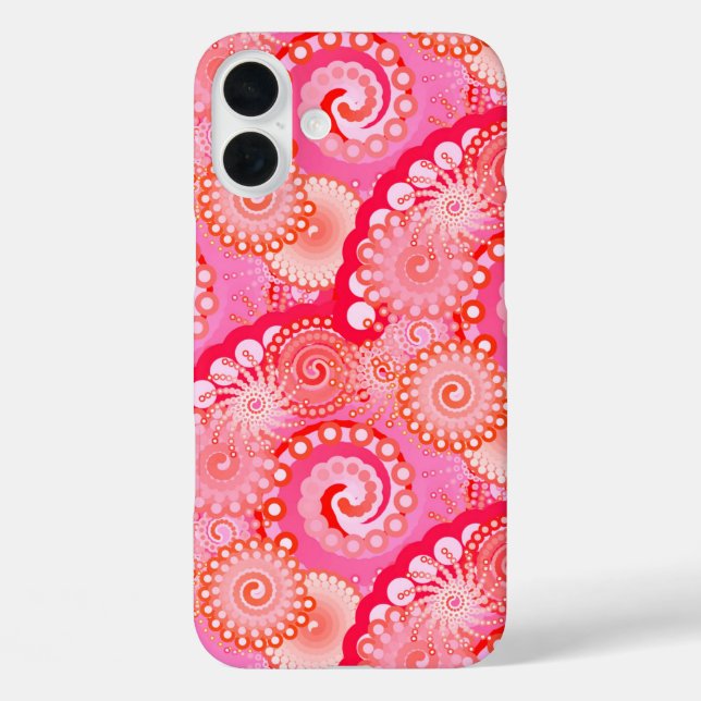 Coques Case-Mate iPhone Motif tourbillon fractal, rose, fuchsia, corail (Verso)