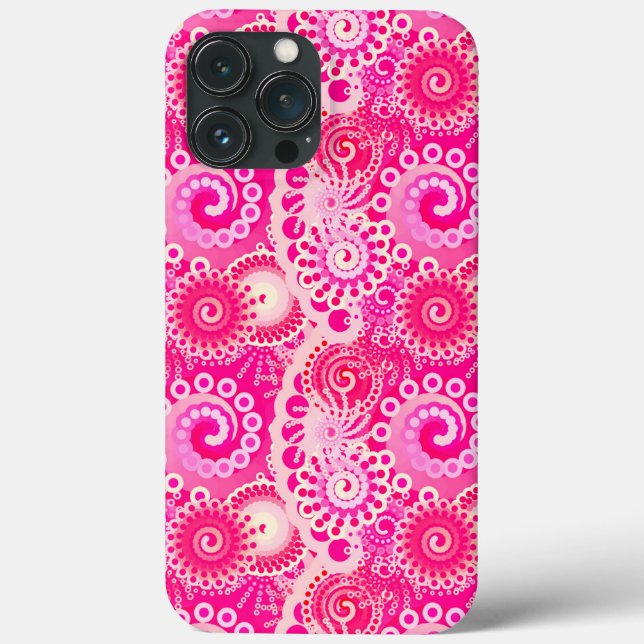 Coques Case-Mate iPhone Motif tourbillon fractal, teintes rose fuchsia (Verso)