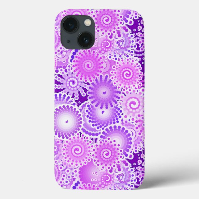 Coques Case-Mate iPhone Motif tourbillon fractal, tons violets (Verso)