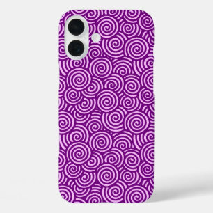 Coque Pour iPhone 16 Plus Motif tourbillon japonais - rose orchidée et viole