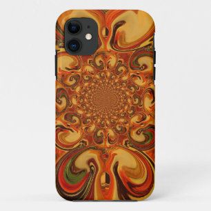 Coque iPhone 11 Motif tourbillonnant : Tons d'orange, Brown et ver