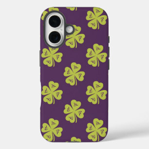 Coque Pour iPhone 16 Motif Trèfle à Quatre Feuilles Chanceux