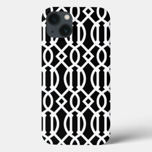 iPhone 13 Case Motif Trellis moderne noir et blanc