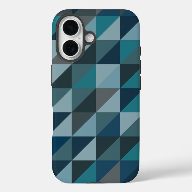 Coques Case-Mate iPhone Motif triangle géométrique en bleu et gris (Verso)