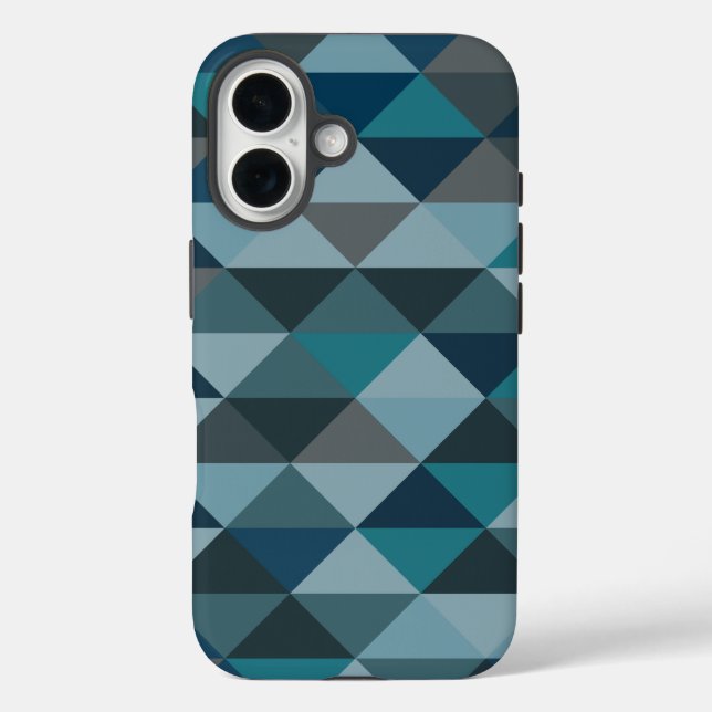 Coques Case-Mate iPhone Motif triangle géométrique en dégradé bleu (Verso)