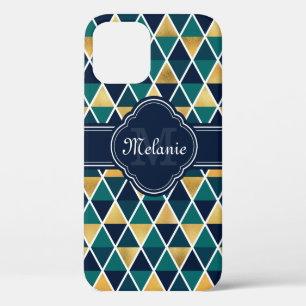Case-Mate iPhone Case Motif triangle géométrique Monogramme Turquoise or