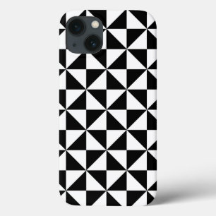 Etui iPhone 13 Motif triangulaire noir et blanc