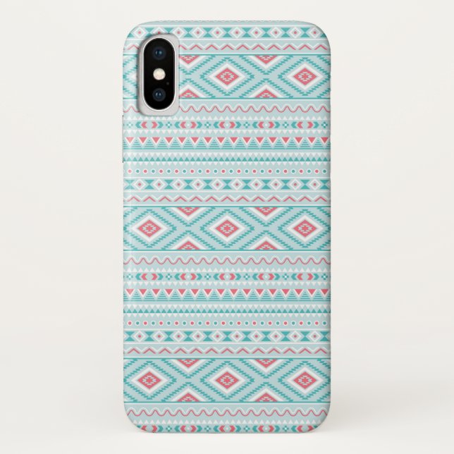 Coques Case-Mate iPhone Motif tribal aztèque turquoise et rose (Dos)