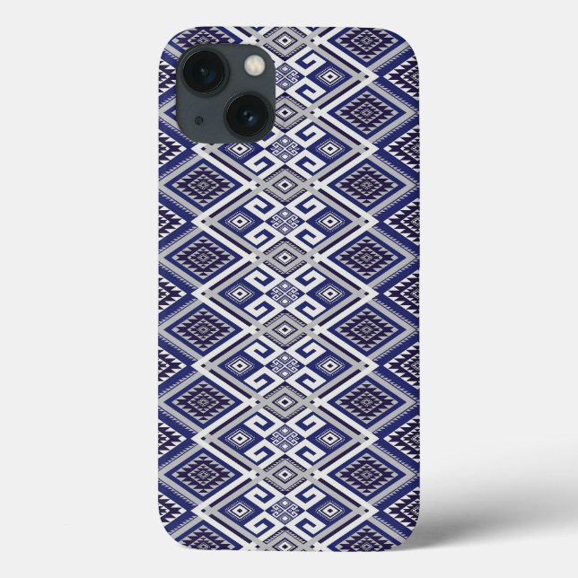 Coques Case-Mate iPhone Motif tribal bleu marine de surface (Verso)