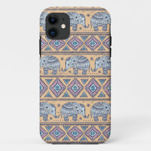 Coque iPhone 11 Motif tribal Blue Ethnic Elephant