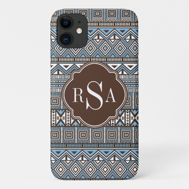 Coques Case-Mate iPhone Motif tribal Brown monogramme (Dos)