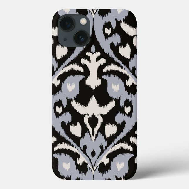 Coques Case-Mate iPhone Motif tribal de ikat noir gris moderne (Verso)