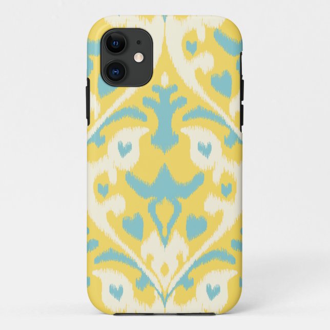 Coques Case-Mate iPhone motif tribal turquoise de girly ikat (Dos)