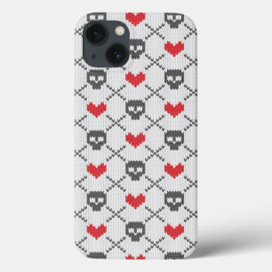 Etui iPhone 13 Motif tricoté avec des crânes