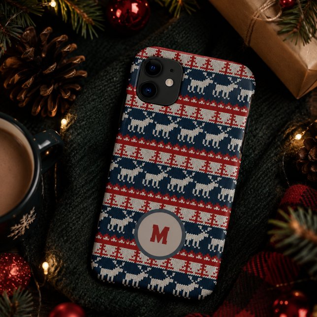 Coques Case-Mate iPhone Motif tricoté sur mesure nom rouge et bleu  (Créateur téléchargé)