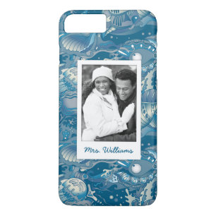 Coque iPhone 8 Plus/7 Plus Motif tropical de mer votre photo et nom