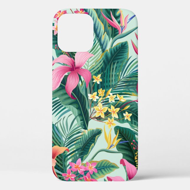 Coques Case-Mate iPhone motif tropical fleuri sans coutures avec hibiscus  (Verso)