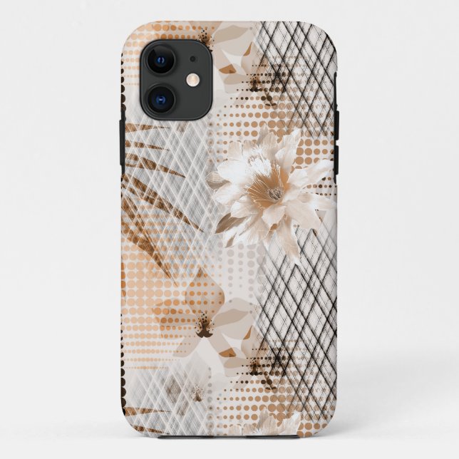 Coques Case-Mate iPhone Motif tropical gris, beige. (Dos)