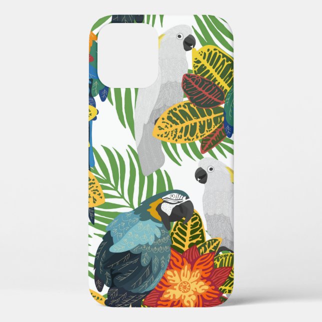 Coques Case-Mate iPhone Motif tropical sans couture avec perroquets.  (Verso)