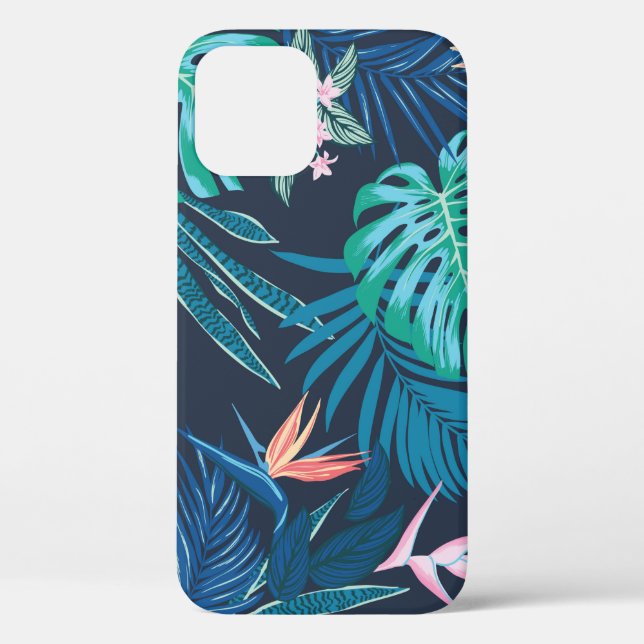 Coques Case-Mate iPhone motif tropical transparent, feuillage tropique vif (Verso)