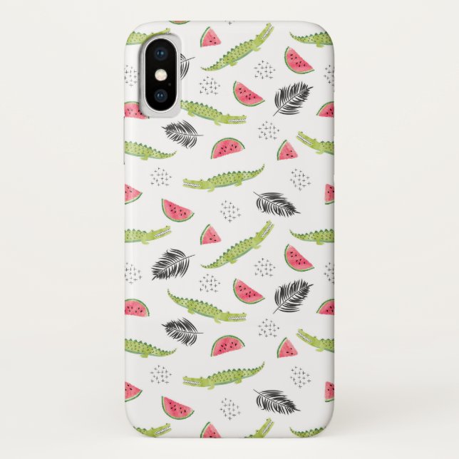 Coques Case-Mate iPhone Motif Tropical Watermelon & Crocodile (Dos)