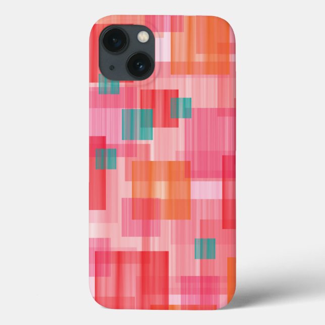 Coques Case-Mate iPhone Motif turquoise Carré rouge Abstrait (Verso)