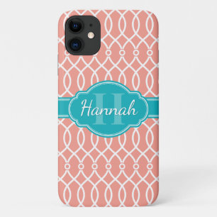Case-Mate iPhone Case Motif Turquoise Monogramme rose blanc élégant