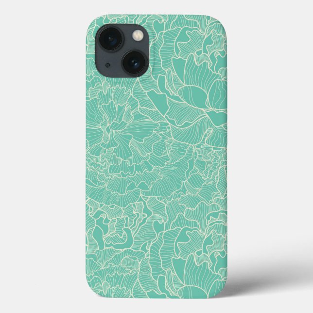 Coques Case-Mate iPhone Motif Turquoise Peony (Verso)
