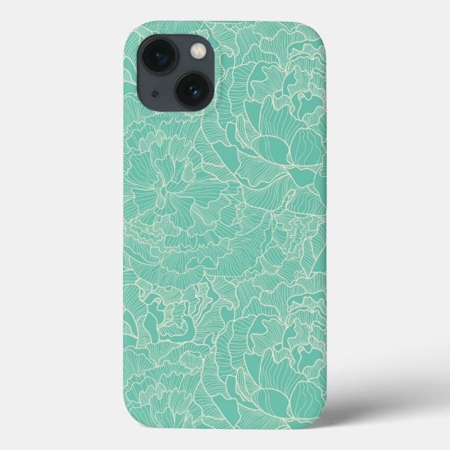 Coques Case-Mate iPhone Motif Turquoise Peony (Verso)