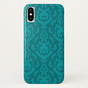 Coque iPhone X Motif turquoise plat de damassé