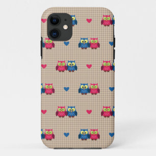 Coque Case-Mate Pour iPhone Motif vérifié avec des hiboux d'amour