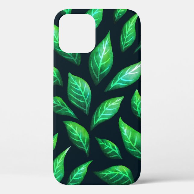 Coques Case-Mate iPhone Motif vert de feuille dessiné par encre abstraite (Verso)