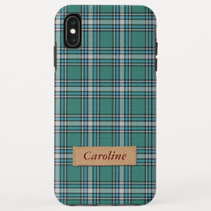 Coque Pour iPhone XS Max Motif vert élégant de tartan de plaid de tissu