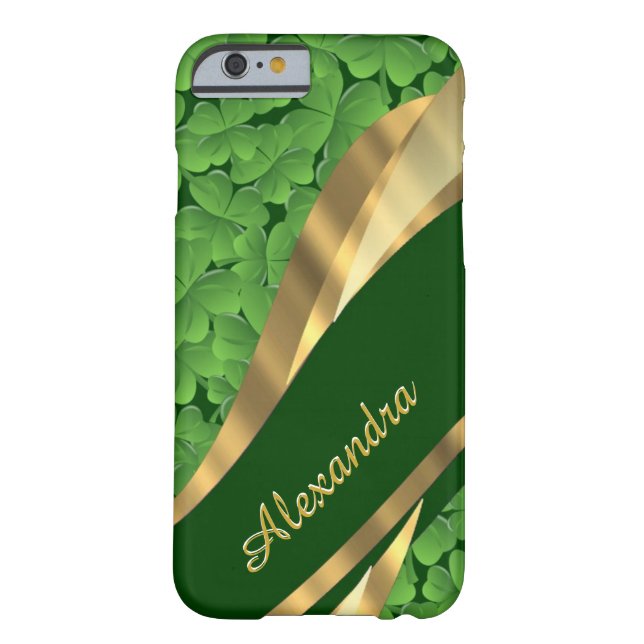 Coques Case-Mate iPhone Motif vert irlandais personnalisé de shamrock (Dos)
