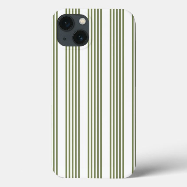 Coques Case-Mate iPhone Motif vert olive et blanc cinq bandes (Verso)