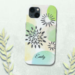 Case-Mate iPhone Case Motif vert personnalisé<br><div class="desc">Rendez votre téléphone unique avec ce joli coque décoré d'un motif fleuri abstrait dans les tons verts. Vous pouvez le customiser en changeant le nom ou en le faisant un monogramme. Dessin original © Michele Davies.</div>