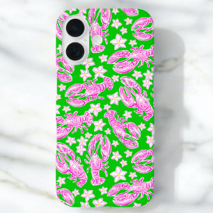 Coque Pour iPhone 16 Motif vert rose pâle de homard